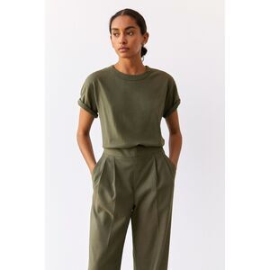 LOWRYS FARM Pleated Tapered Pants in Army Green M